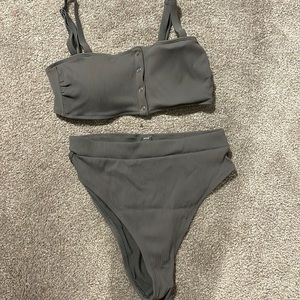 Aerie ribbed two piece high rise bikini set